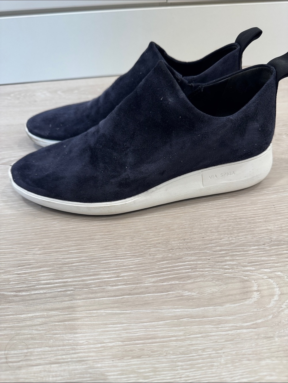 Via Spiga Suede Slip-On Sneaker with White Sole
